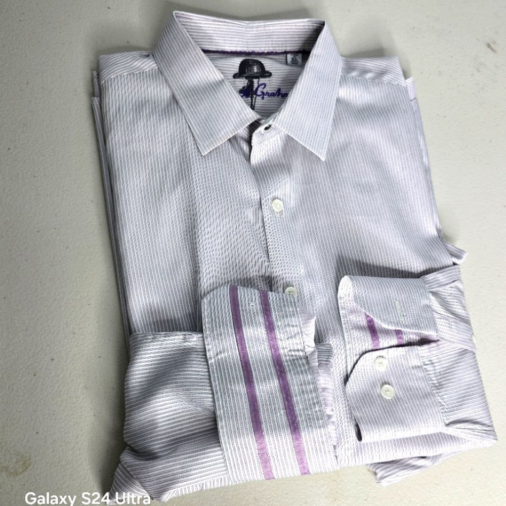Robert Graham Pin Striped long sleeves Shirt Size Xl Pink Purple *